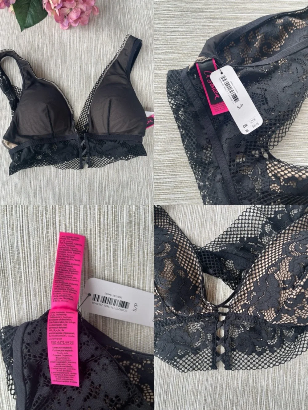 3 La Senza Lace Bralettes in Black and Cream - Women  Intimates  Size Small - Picture 12 of 13